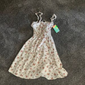 ROMWE White Dress w/ Red Flowers